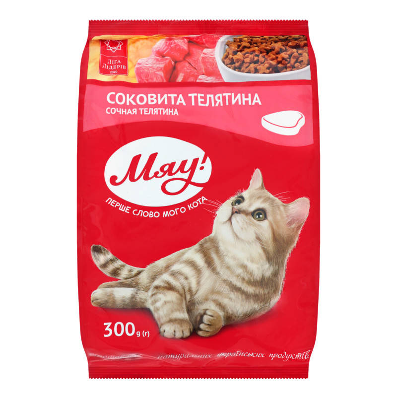 

Сухой корм МЯУ для взрослых кошек с телятиной, 300 г