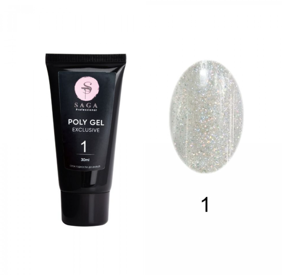 

Полигель с шиммером Saga Professional EXCLUSIVE Poly Gel №1, 30 мл