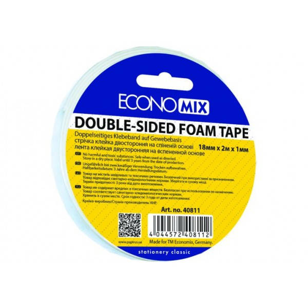 

Лента клейкая двусторонняя "TISSUE", 18 мм х 10 м Economix, Белый