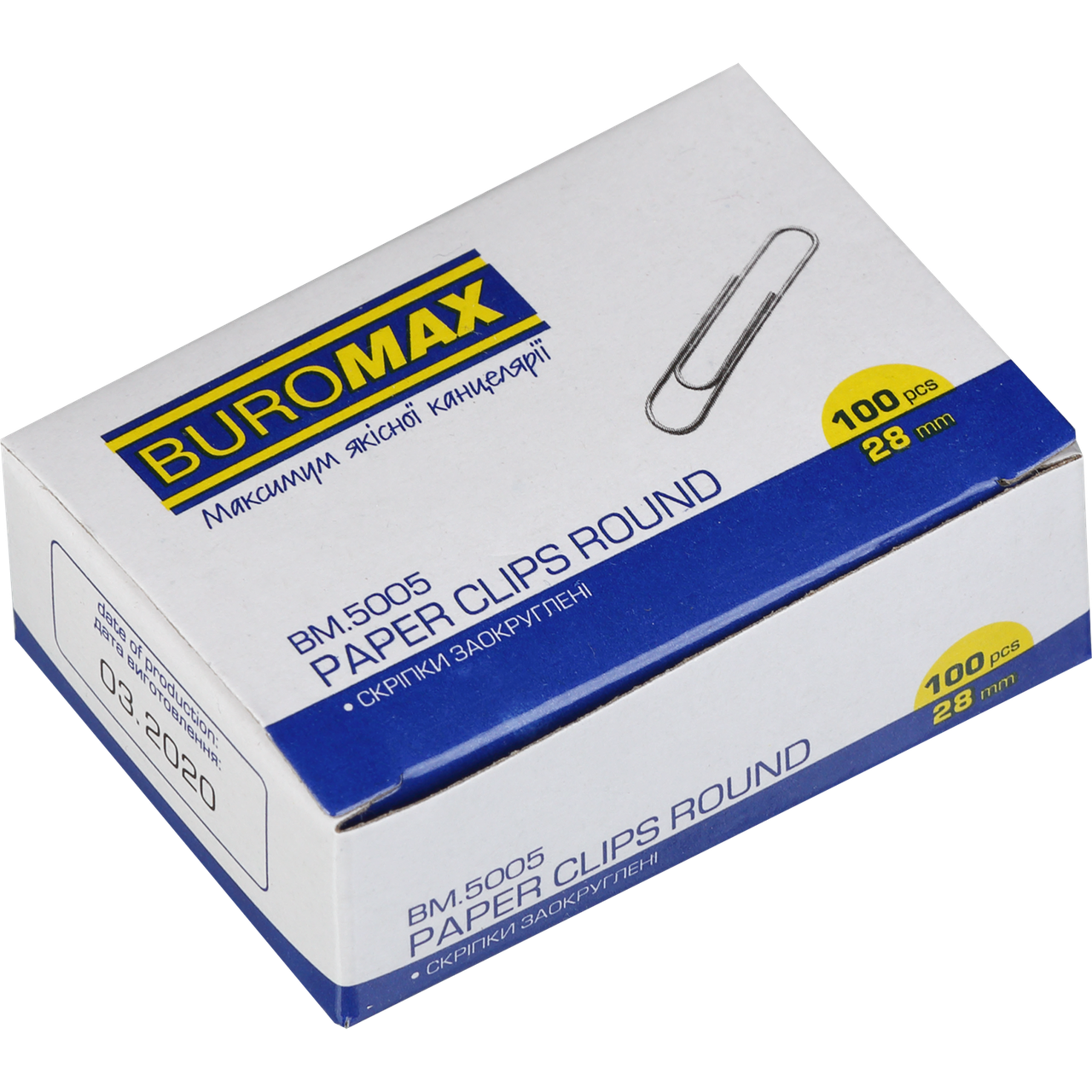 

^$Скрепки никелированные 28 мм круглые 100 шт в картупаковке