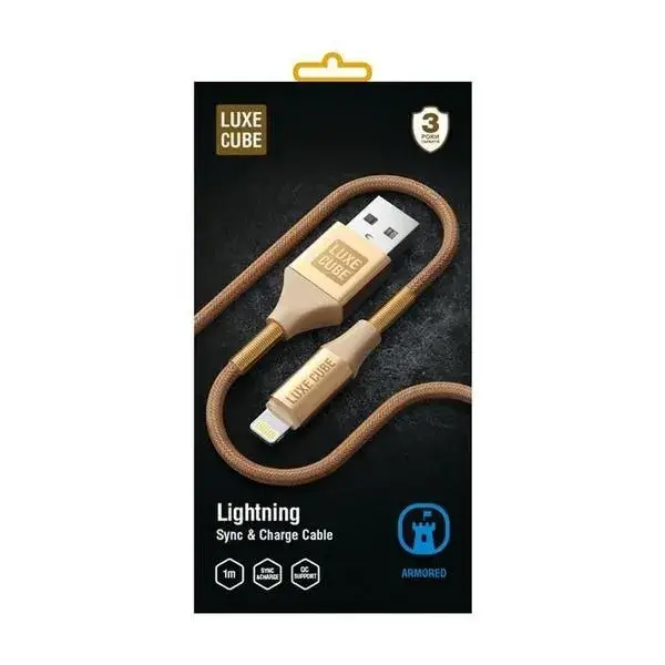

Кабель Luxe Cube Armored USB (папа) = Lightning (папа) 1м, золотистый (8886668670012)