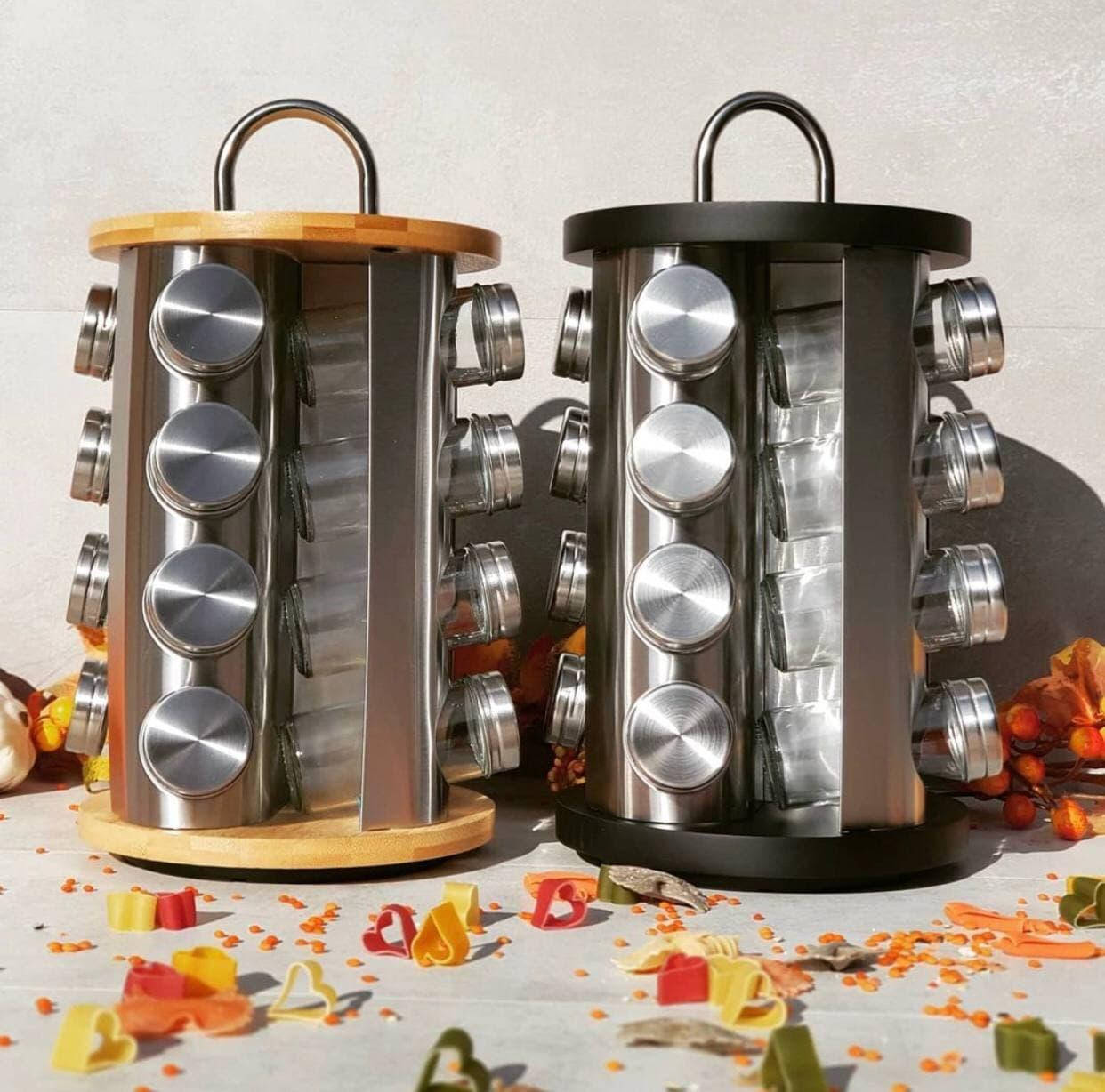 

Набор для специй на подставке 16 емкостей из нержавеющей стали Edenberg EB-4027 Набор банок для специй Круглый, Белый