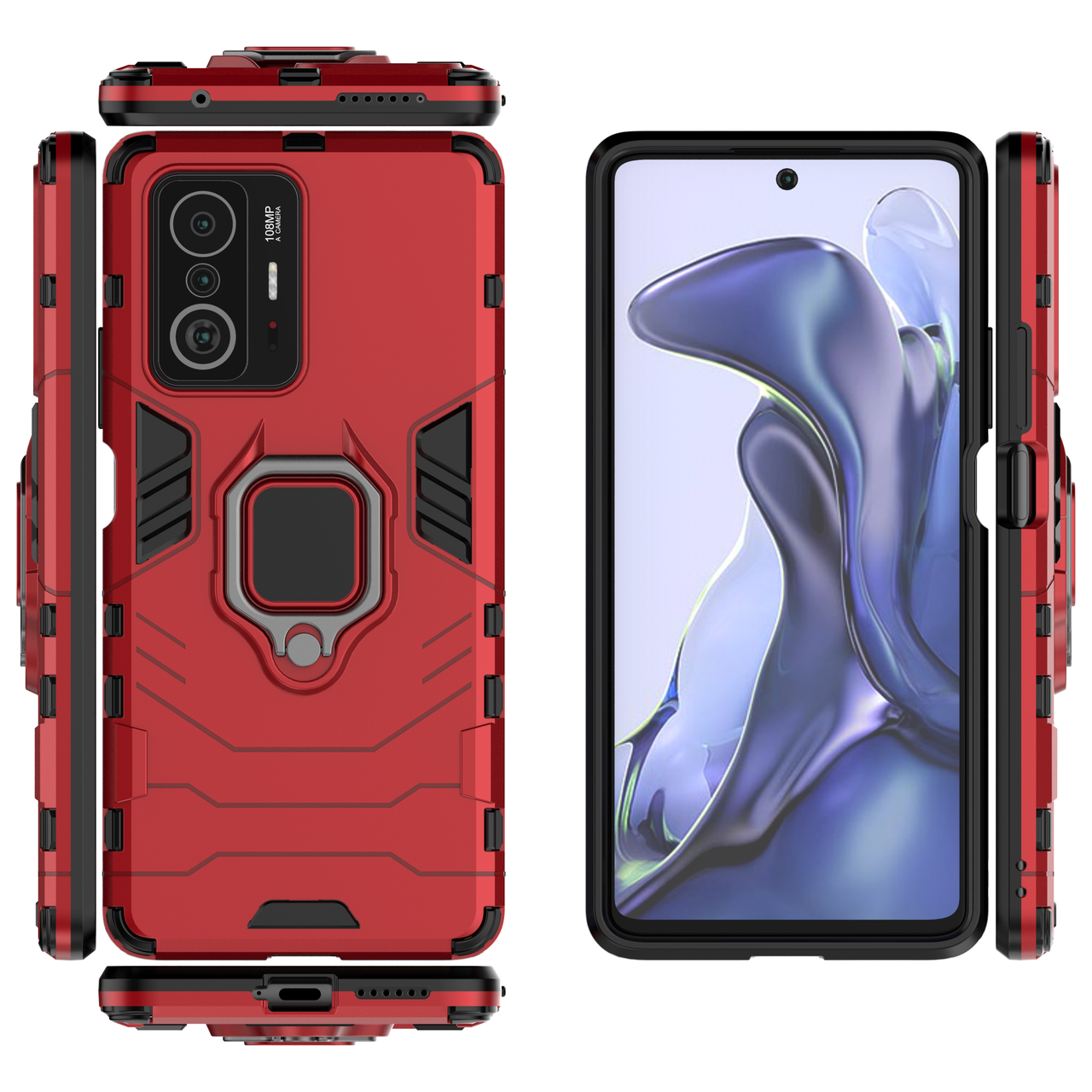 

Бронированный чехол для Xiaomi 11T / 11T Pro с кольцом Red, Красный
