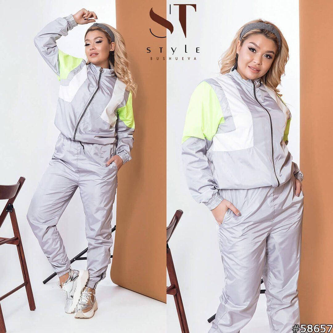 

Невероятный женский спортивный костюм, ткань "Матовая плащевка" 54, 58 размер 54, Серый