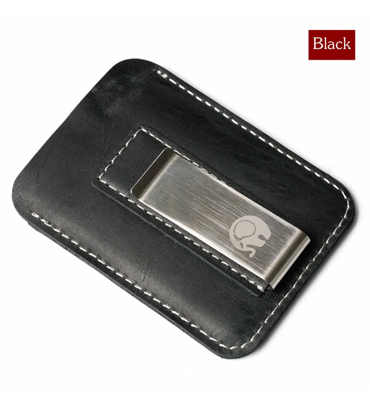 

Мужской кожаный зажим для денег и карточек Leather Clip Черный. Шкіряний зажим для грошей і карток