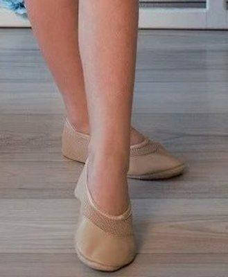 

Бежевые чешки балектки с кожаным носком ткань сетка 25.5 см, Бежевый