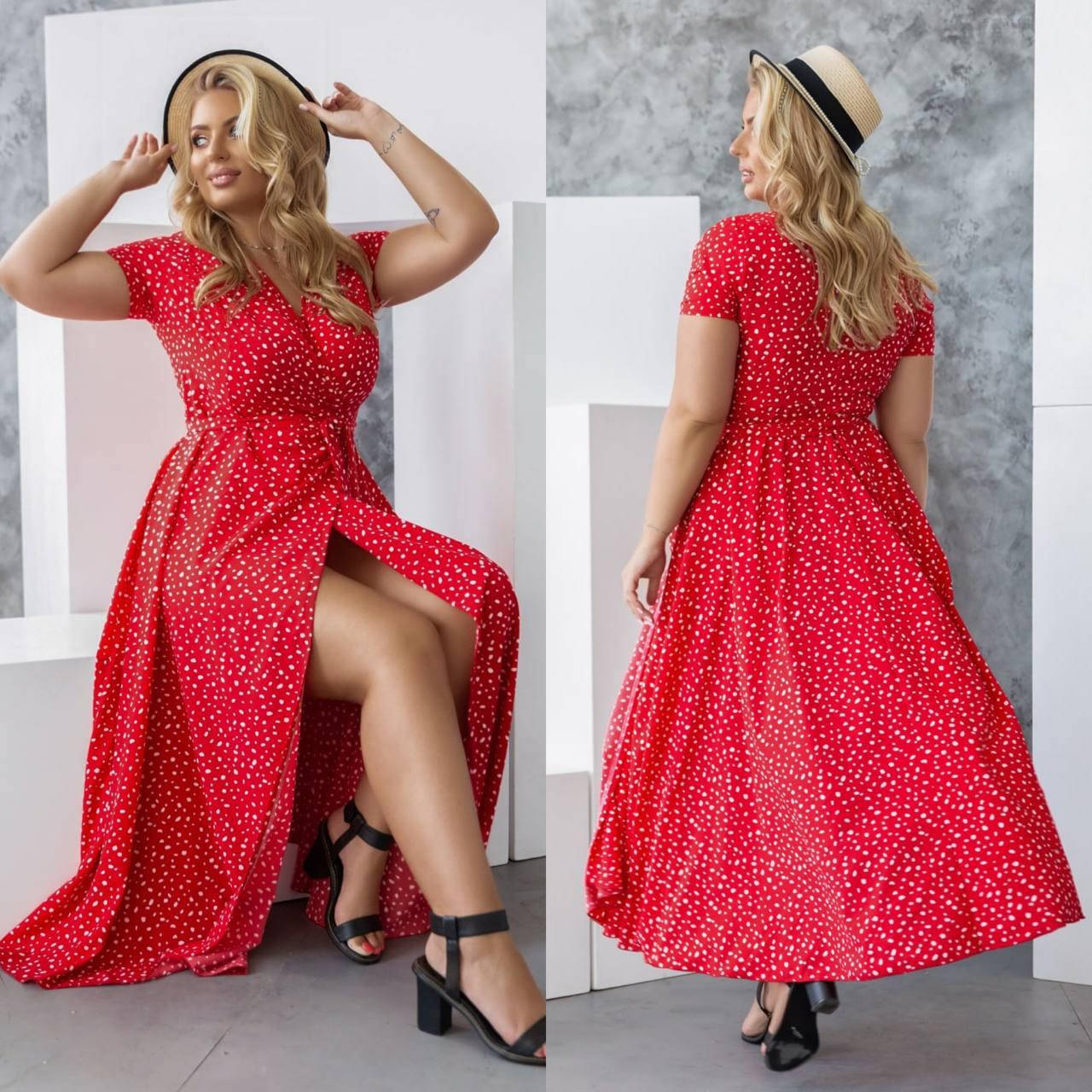 

Красивое женское платье на запах (батал) FN - 0644 р: 48-50,52-54,56-58,60-62
