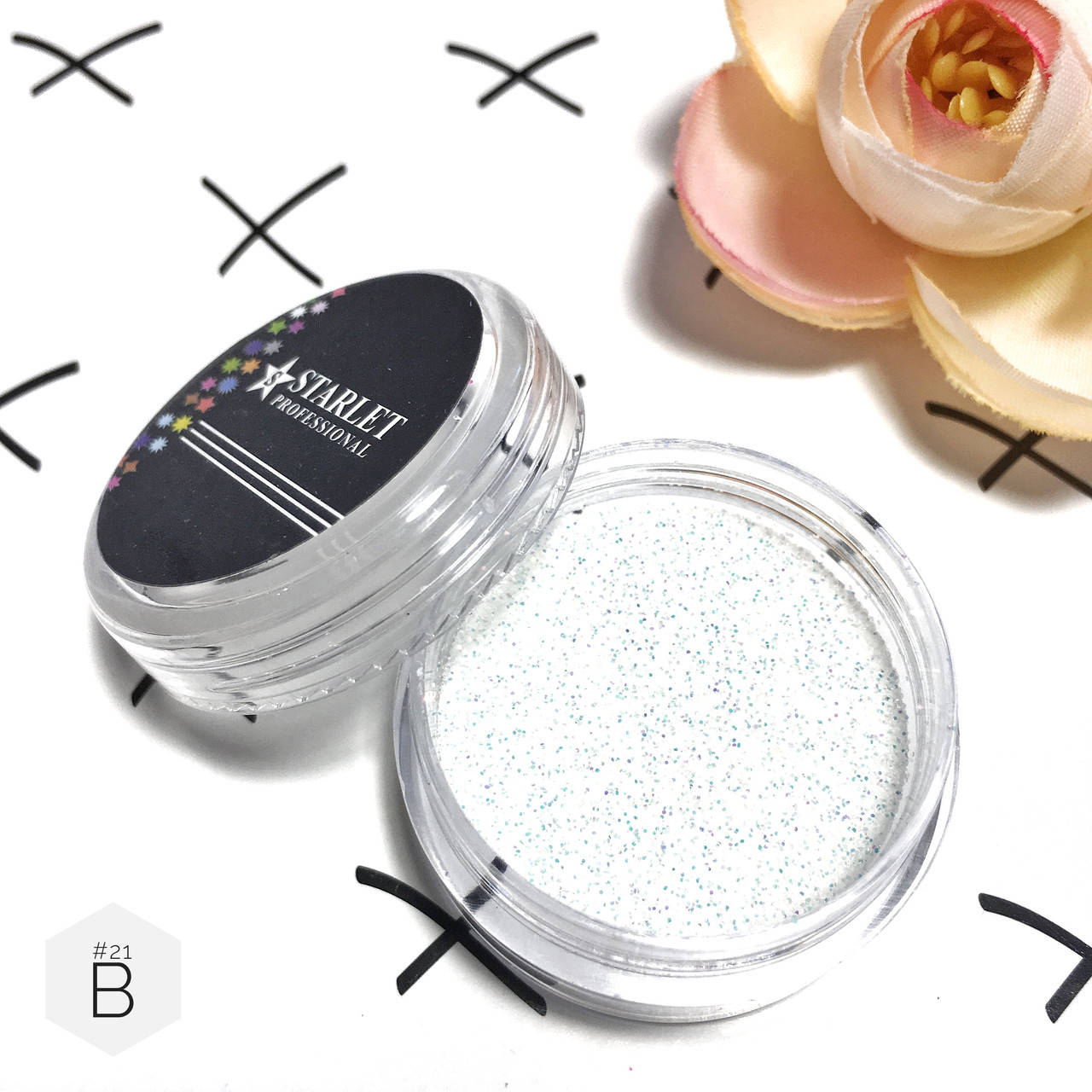 

Глиттер блестки для ногтей Starlet Professional (B) №21, Белый