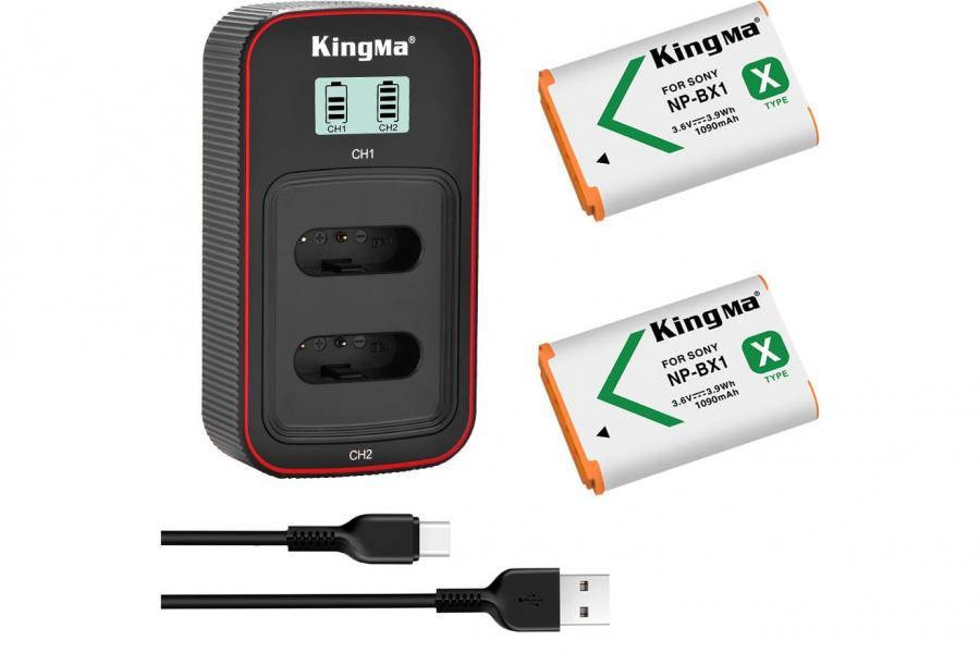 

3-Pack NP-BX1 комплект из 2 аккумуляторов KingMa Sony NP-BX1 и двойного зарядного устройства