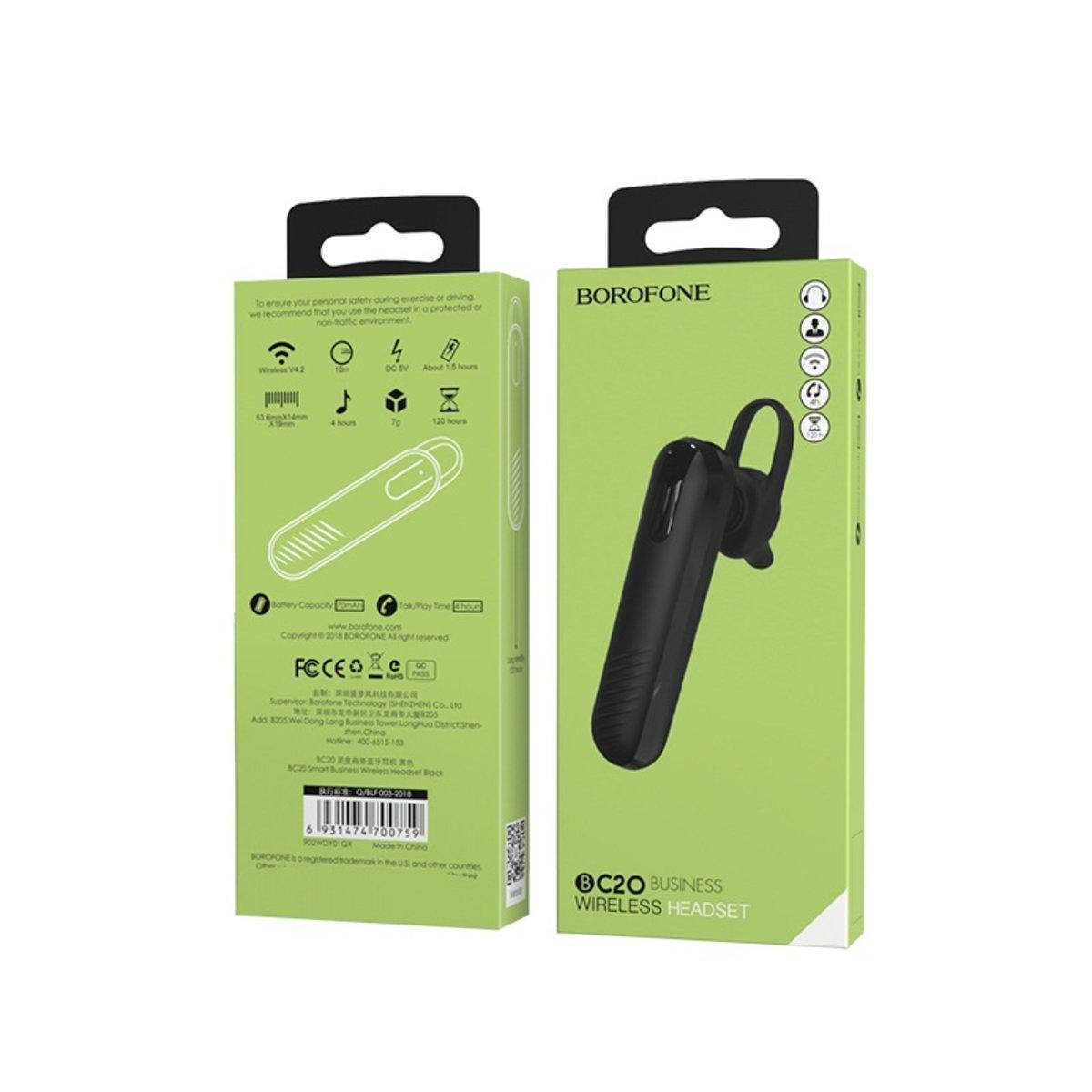 

Bluetooth гарнітура BOROFONE BC20 Smart business wireless headset Black, Черный