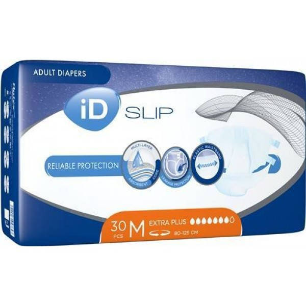 

Подгузники для взрослых iD Expert Slip Extra Plus размер M, 30 шт (80-125 см)