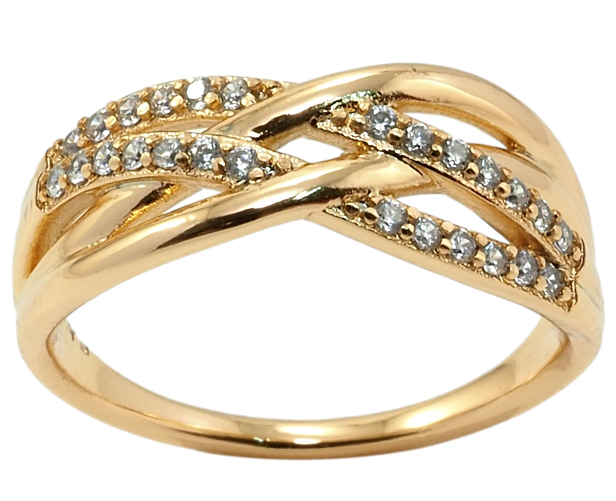 

Кольцо Xuping Позолота 18K "Переплетение линий с цирконием" р.18