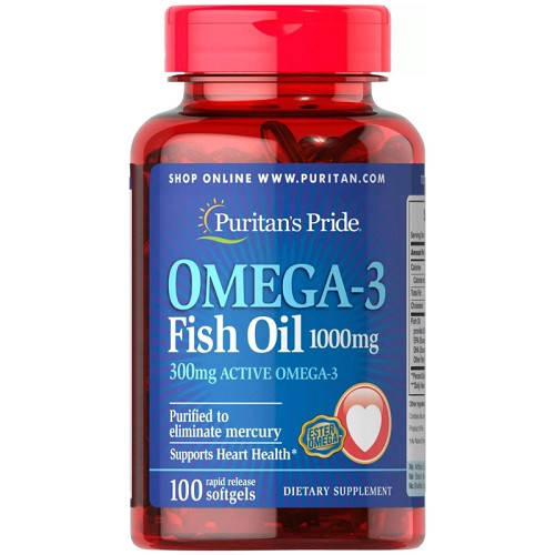 

Жирные кислоты Puritan's Pride Omega-3 Fish Oil 1000 мг 100 софтгель
