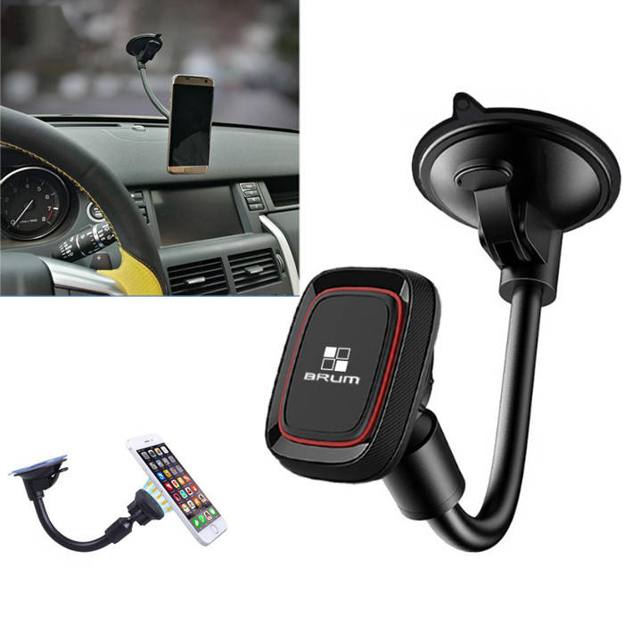 

Автомобильный держатель Магнитный Brum BCA55 присоска на стекло, длинная ножка, для телефона, Черный