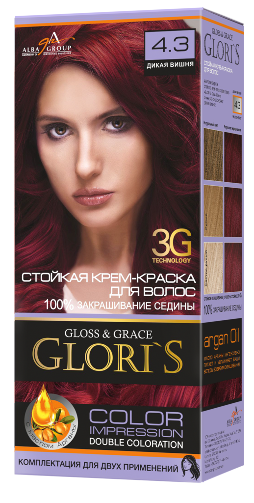 

Краска для волос 4.3 Дикая Вишня, Gloris