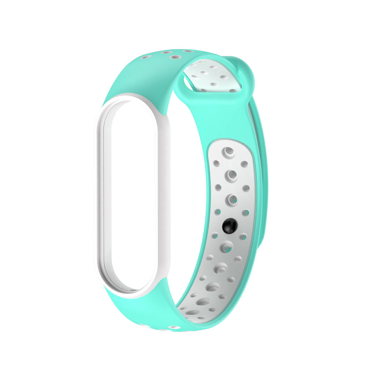 

Mi band 5 ремешок ми бенд 6 перфорированный бирюзово-белый