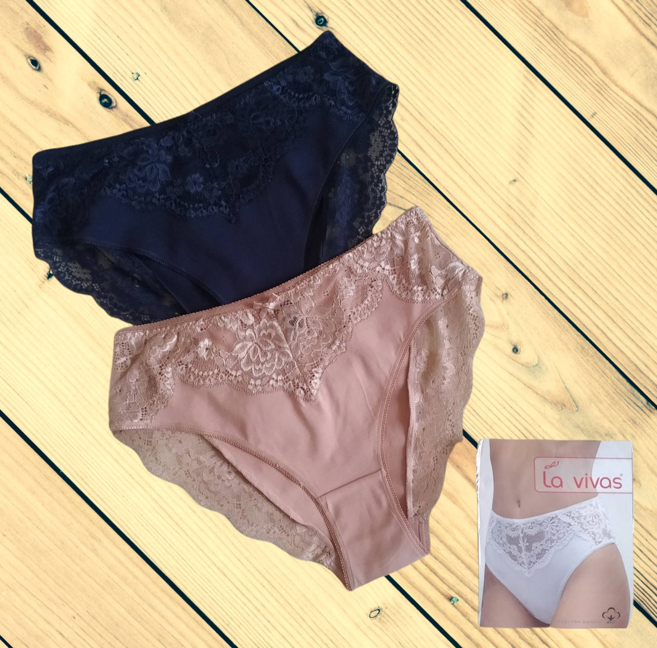 

Набор трусиков La Vivas с кружевом высокие 2 шт в упаковке Размеры 2XL