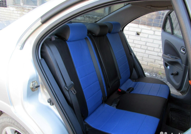 

Чехлы на сиденья ДЭУ Матиз (Daewoo Matiz) (модельные, кожзам, пилот) черно-синий