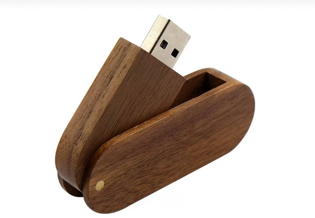 

Флешка деревянная овальная, поворотная, цвет орех 16 Гб USB 2.0, Коричневый