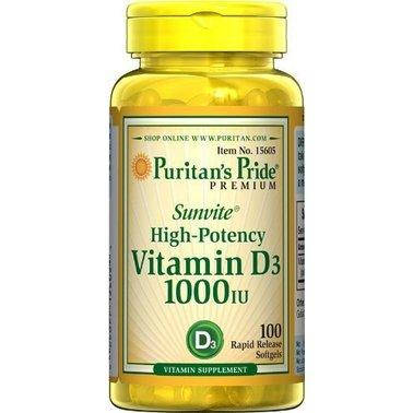 

Puritan's Pride Vitamin D3 1000 IU 100 Softgels