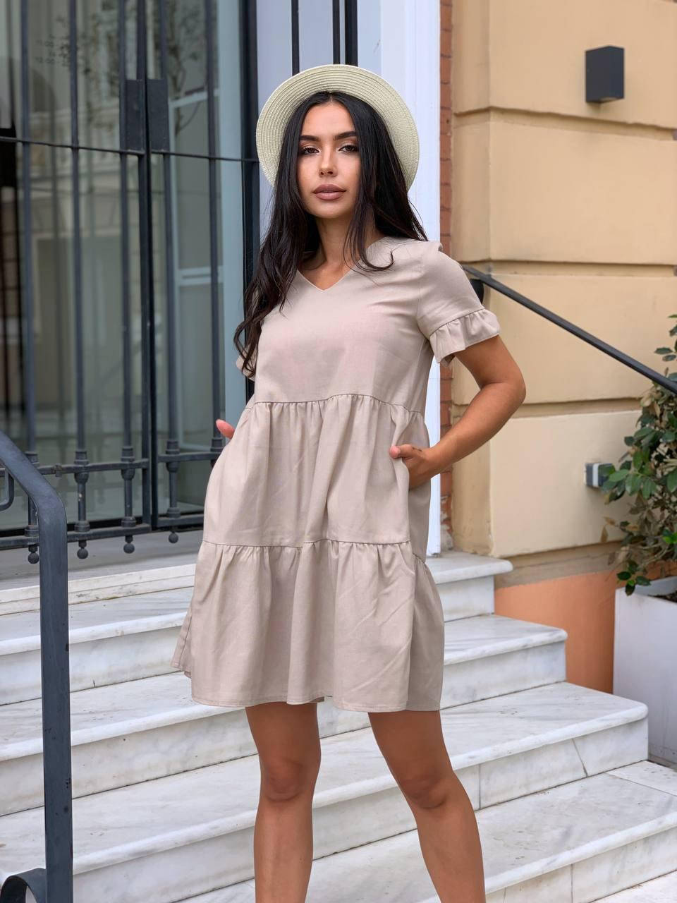 

Платье женское летнее свободного кроя льняное