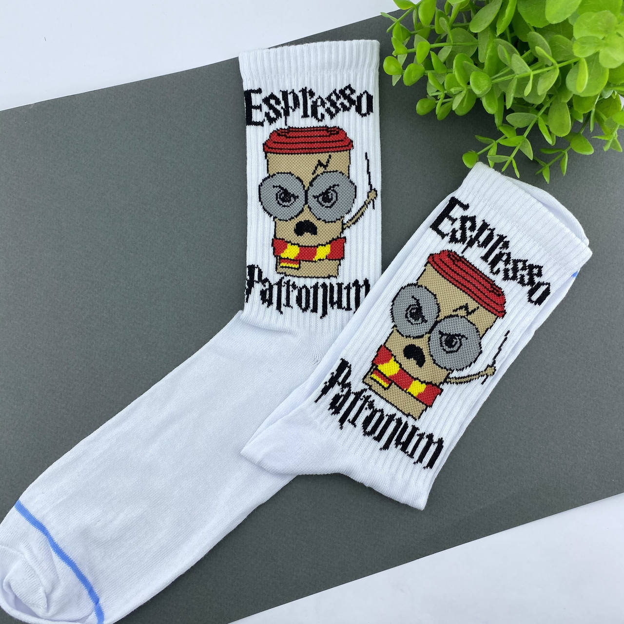 

Носки с принтом Гарри Поттер. Эспрессо Патронум, Белый