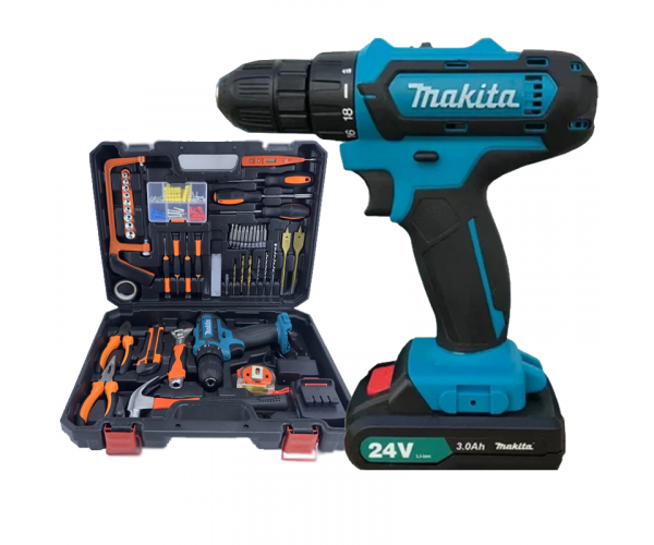 

Шуруповерт Makita 24В, з великим набором інструментів 48в1