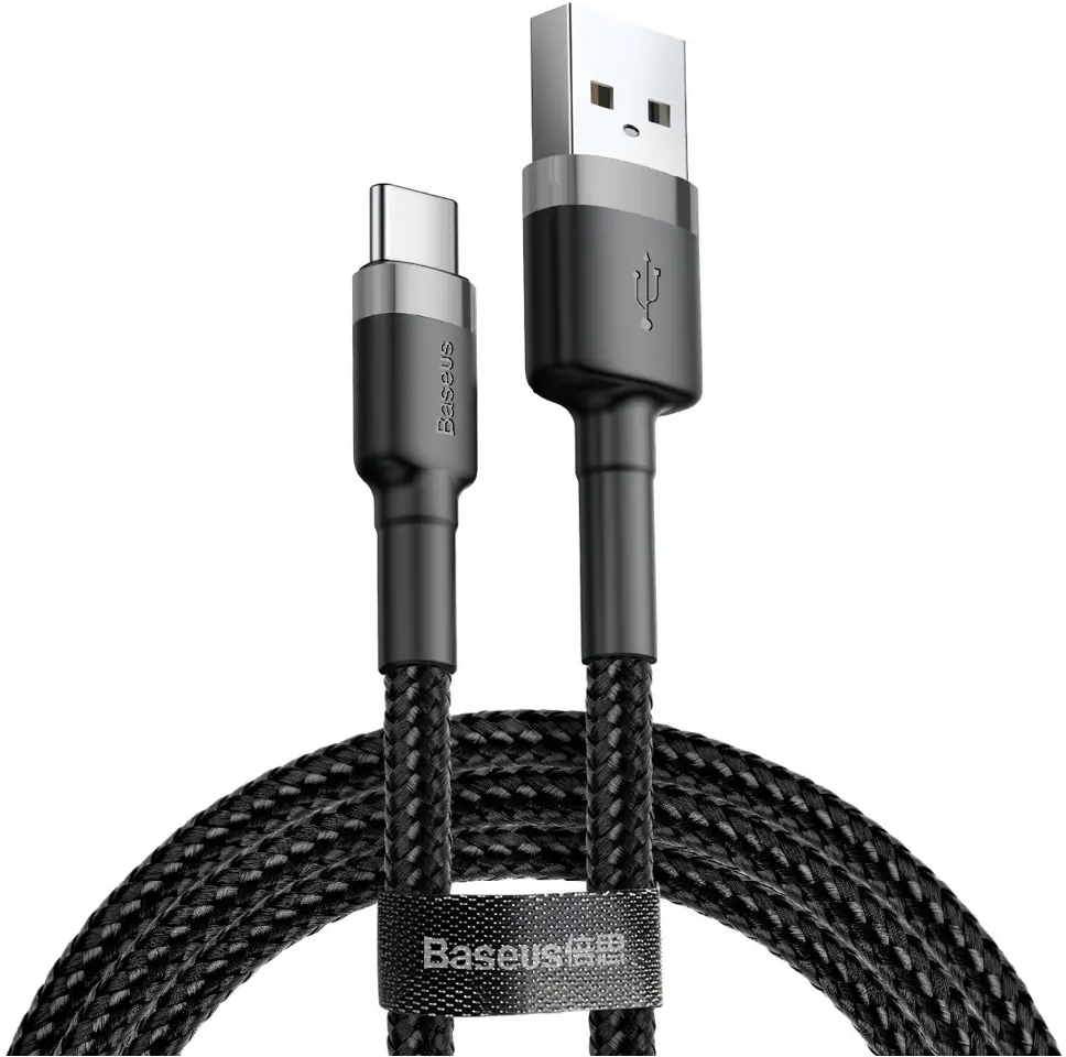 

Кабель Baseus Cafule Type-C 3A (1m), Gray/Black, Gray/Black, (CATKLF-BG1)