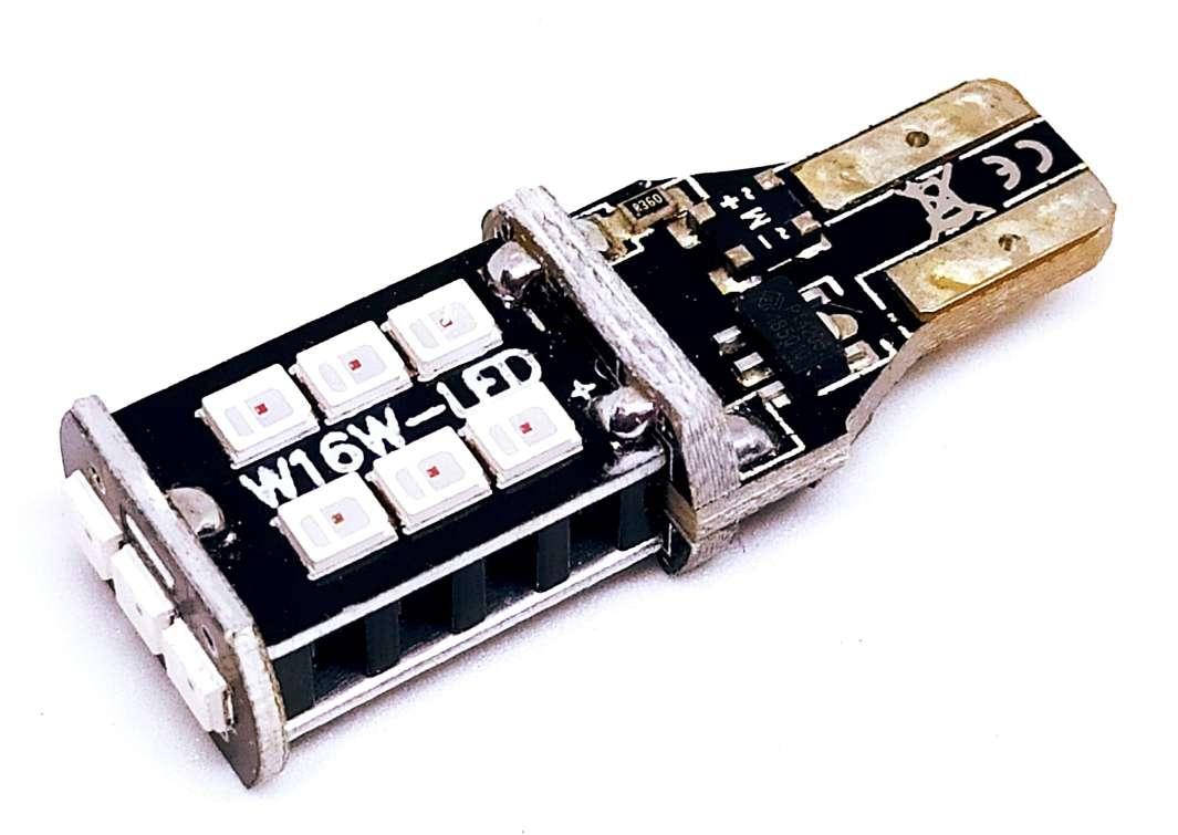 

Автолампа LED диод SMD 2835, T15 W16W, 12В, 16Вт, Красный