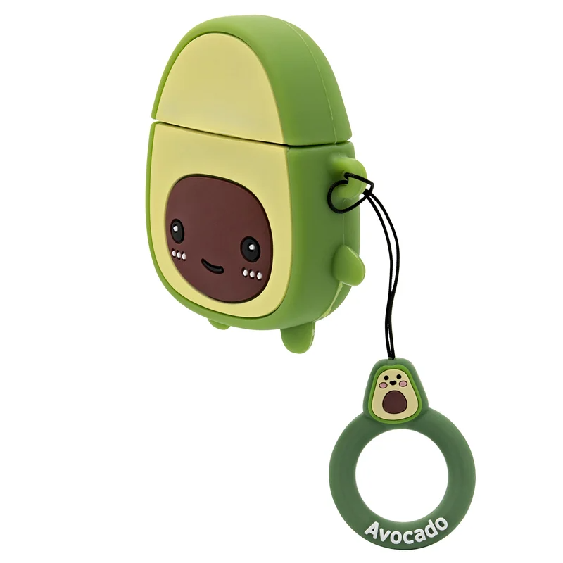 

Чехол силиконовый с кольцом Case emoji Avocado / Авокадо для наушников Apple AirPods 1 и 2, Бежевый