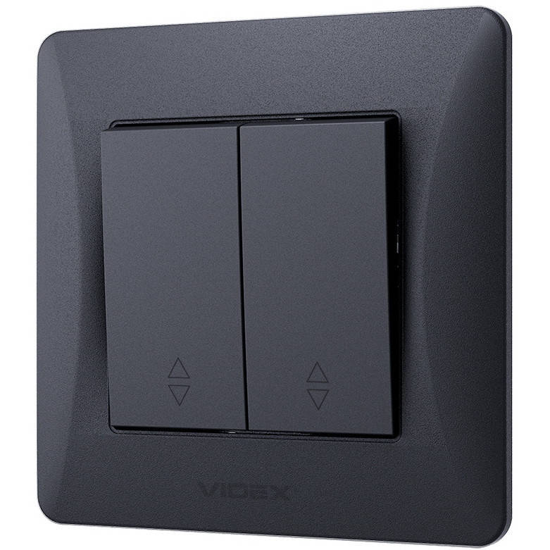 

Проходной выключатель 2-клавишный с повышенной огнеупорностью VIDEX BINERA VF-BNSW2P-BG черный графит