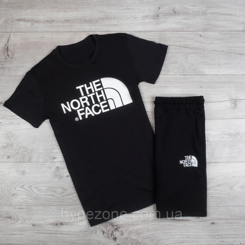 

Мужской комплект футболка + шорты the north face черного цвета, Черный