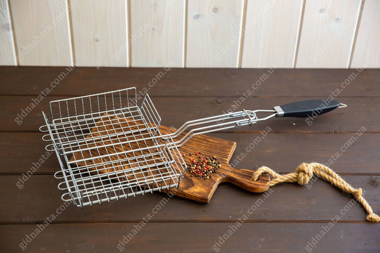 

Решетка для гриля и барбекю из нержавеющей стали с высокими бортами для шашлыка и овощей