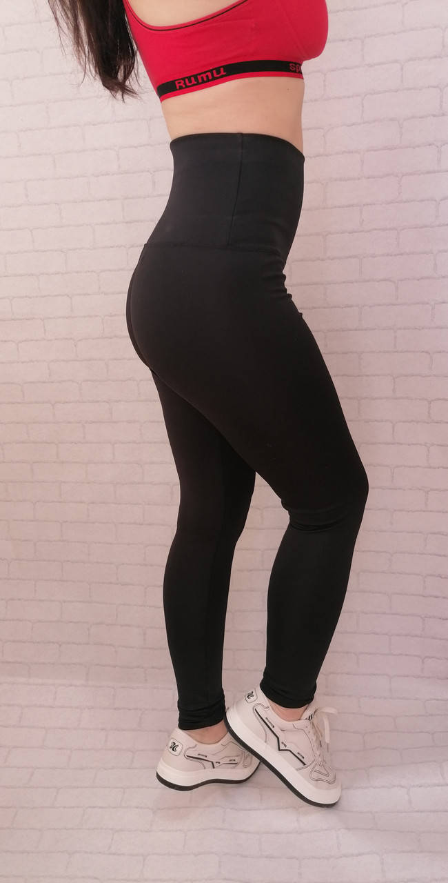 

Спортивные женские лосины с высокой талией. Лосины леггинсы для фитнеса с утяжкой, размер 42-56., Черный