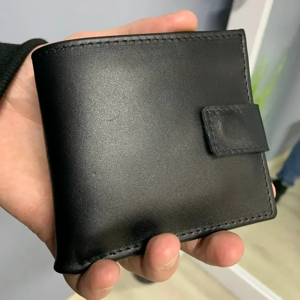 

Мужской кошелек на магните из натуральной кожи Yozone, Черный