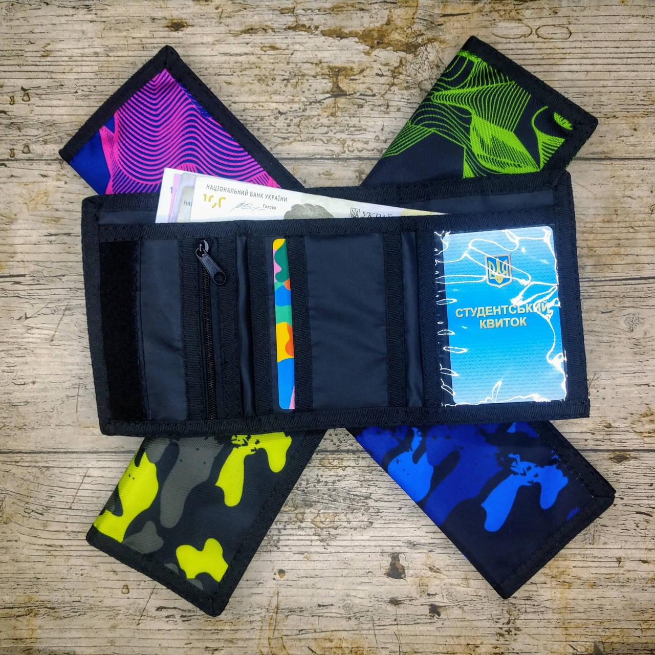 

Детский яркий кошелёк на липучке полиестер