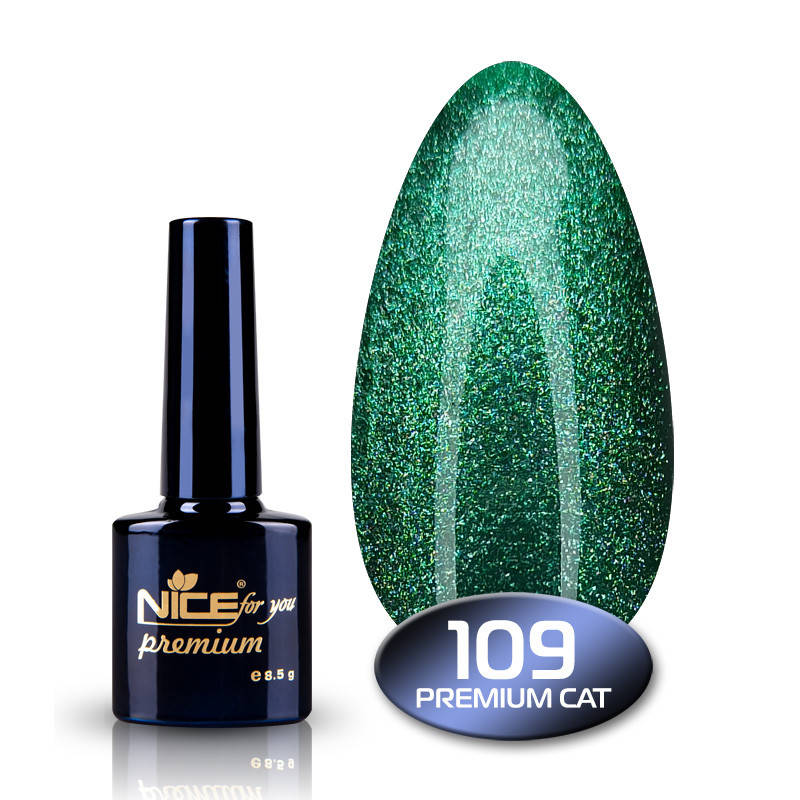 

Гель-лак с эффектом кошачьего глаза Nice for you Premium, №109 зеленый 8,5 мл