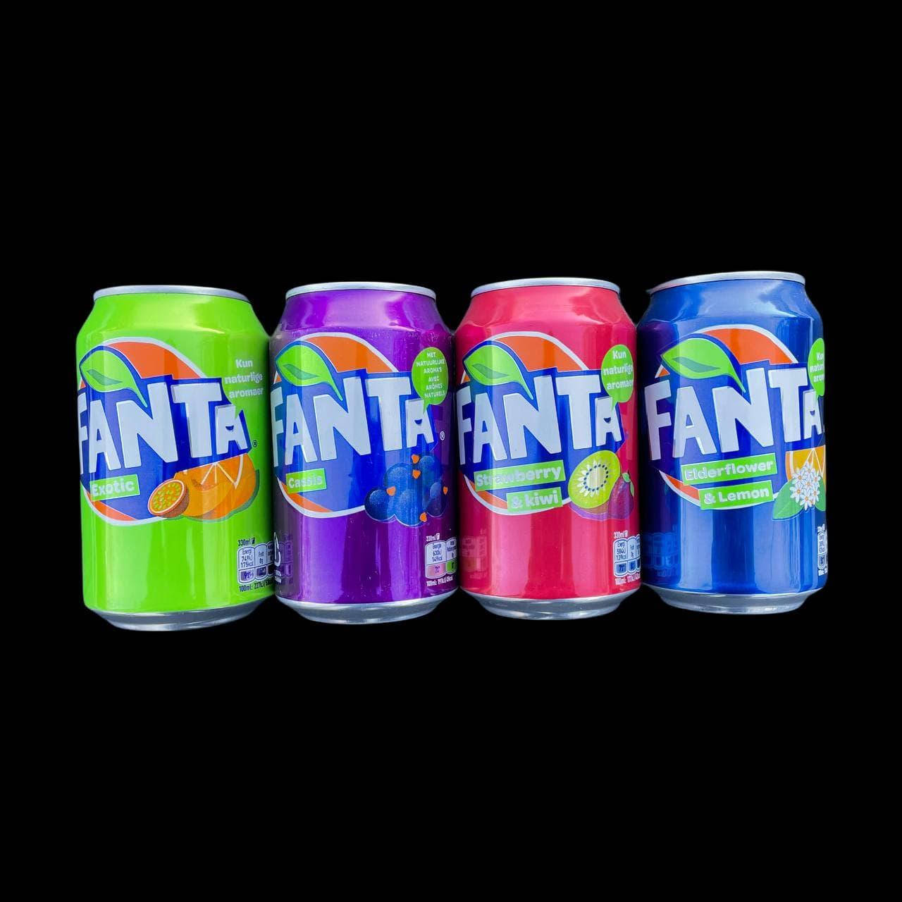 

Напій Фанта Європа /Fanta Strawberry&Kiwi /Exotic / Elderflower / Casis 330 мл