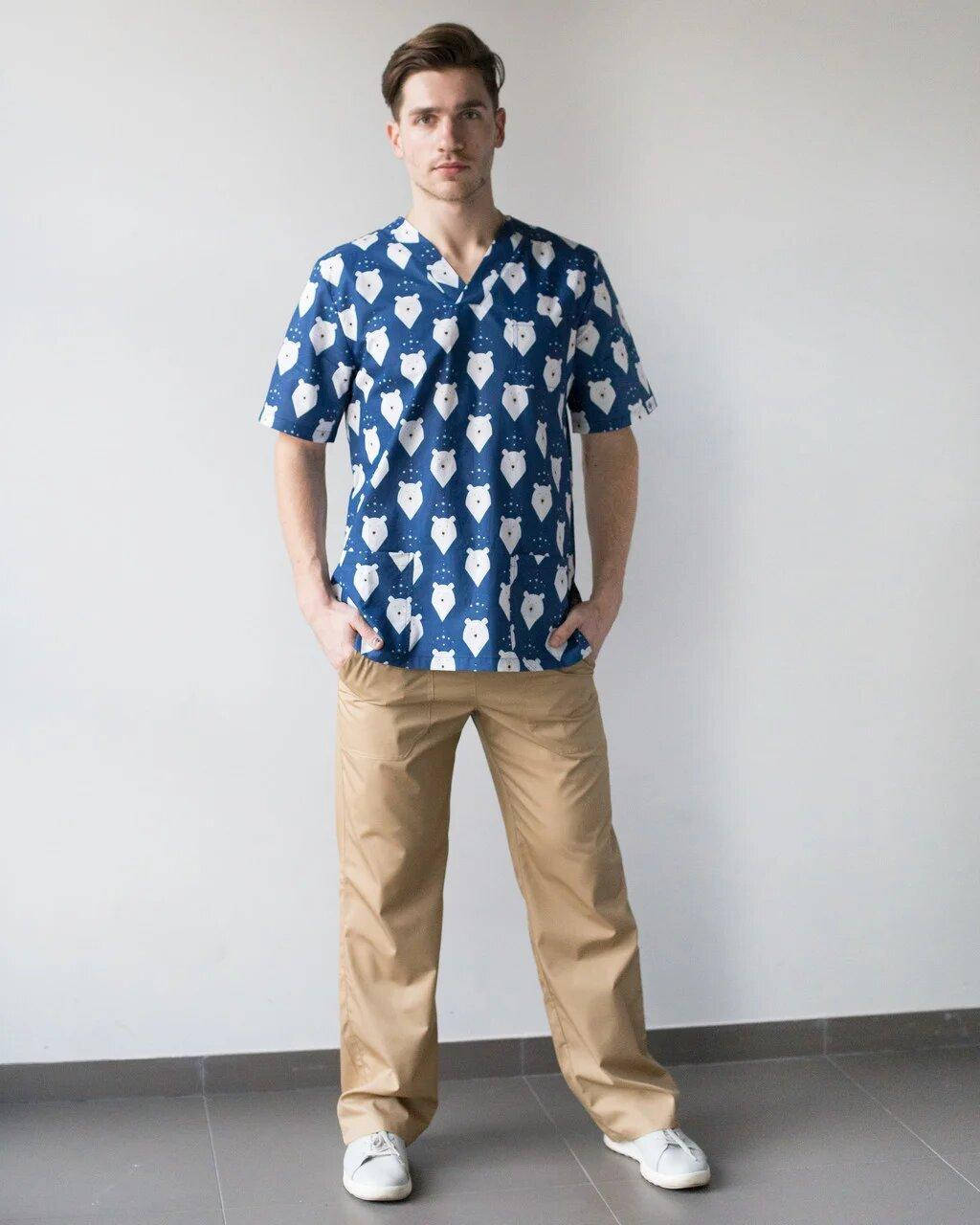 

Мужской медицинский костюм с рисунком мишки, Разные цвета