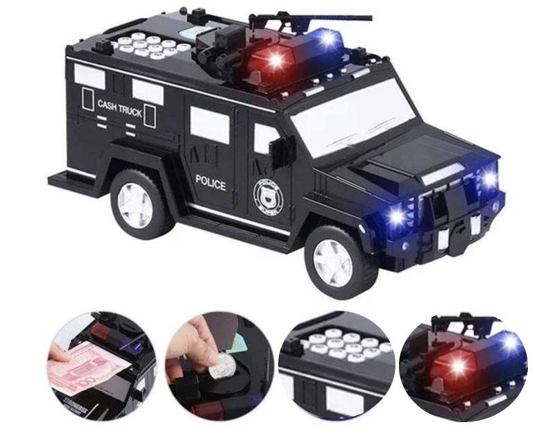 

Электронная копилка-сейф с кодовым замком и отпечатком пальца машинка Hummer Cach Truck, Черный