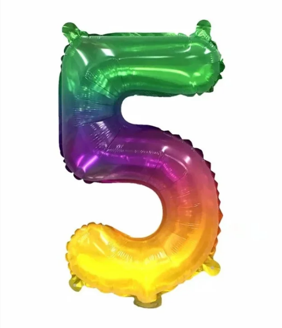 

Шар цифра "5" омбре (радуга) двухсторонняя, 35 см