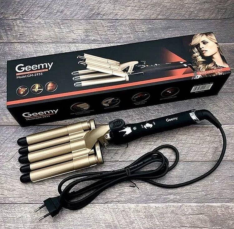 

Плойка для волос на 5 волн Geemy Gm-2933, щипцы для завивки и объёма