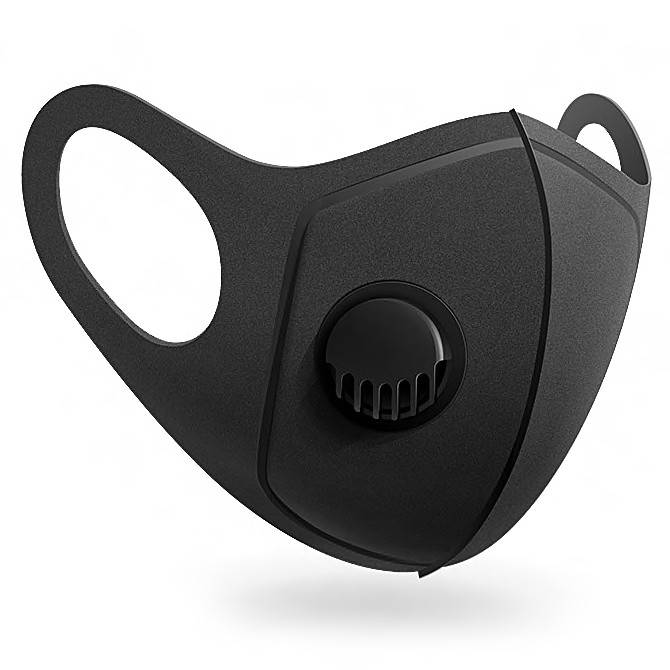 

Защитная маска-респиратор BLACK "PM2.5" черная с клапаном (многоразовая)