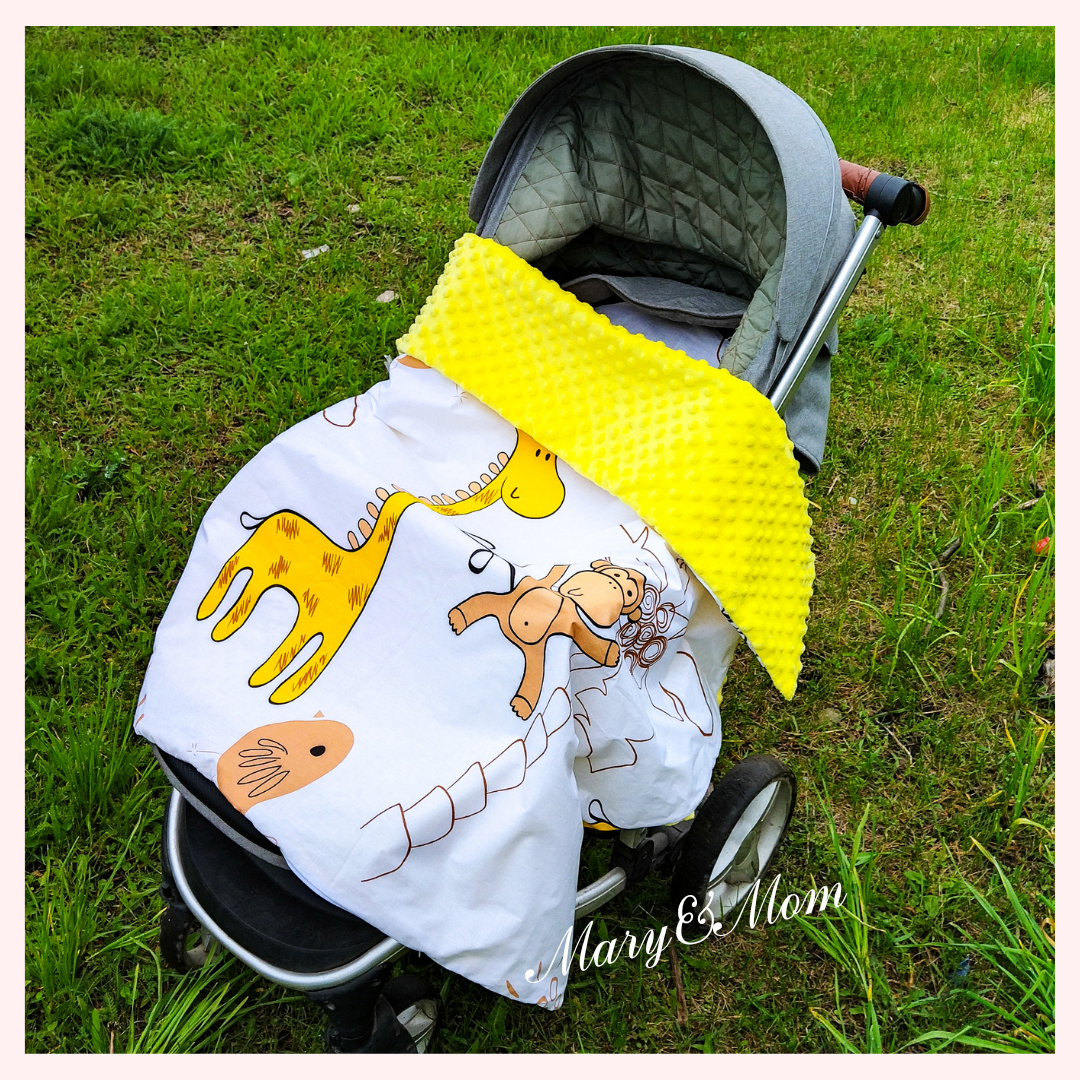 

Комплект в коляску. Летний комплект в Коляску, плед и простынь на резинке, подушечка, Желтый