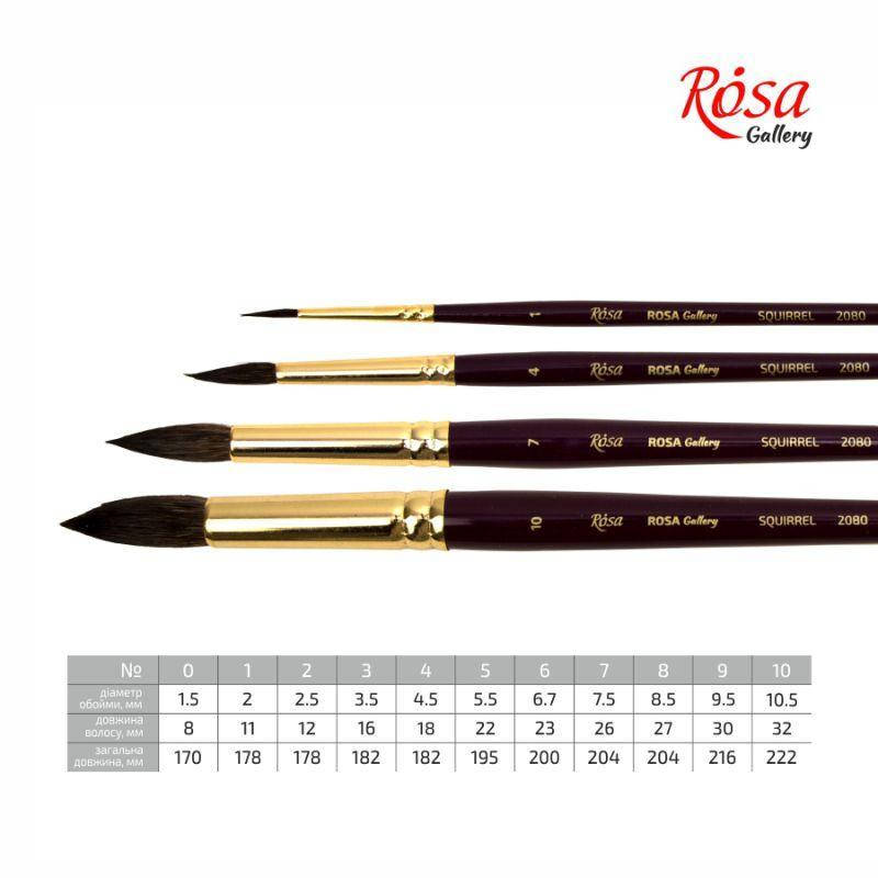 

Білка кругла, 2080, № 4, к. р. пензель ROSA Gallery