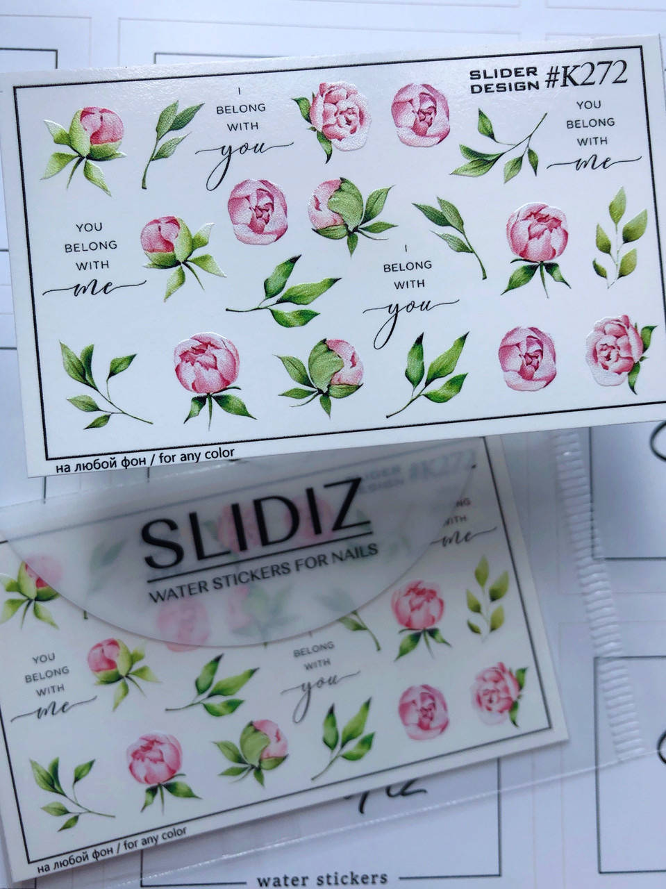 

Слайдер-дизайн SLIDIZ водная наклейка для ногтей на любой фон, цветы, пионы