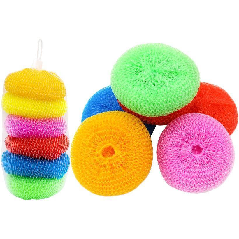 

Губка-скребок пластиковый в сетке 6шт, Светло-серый