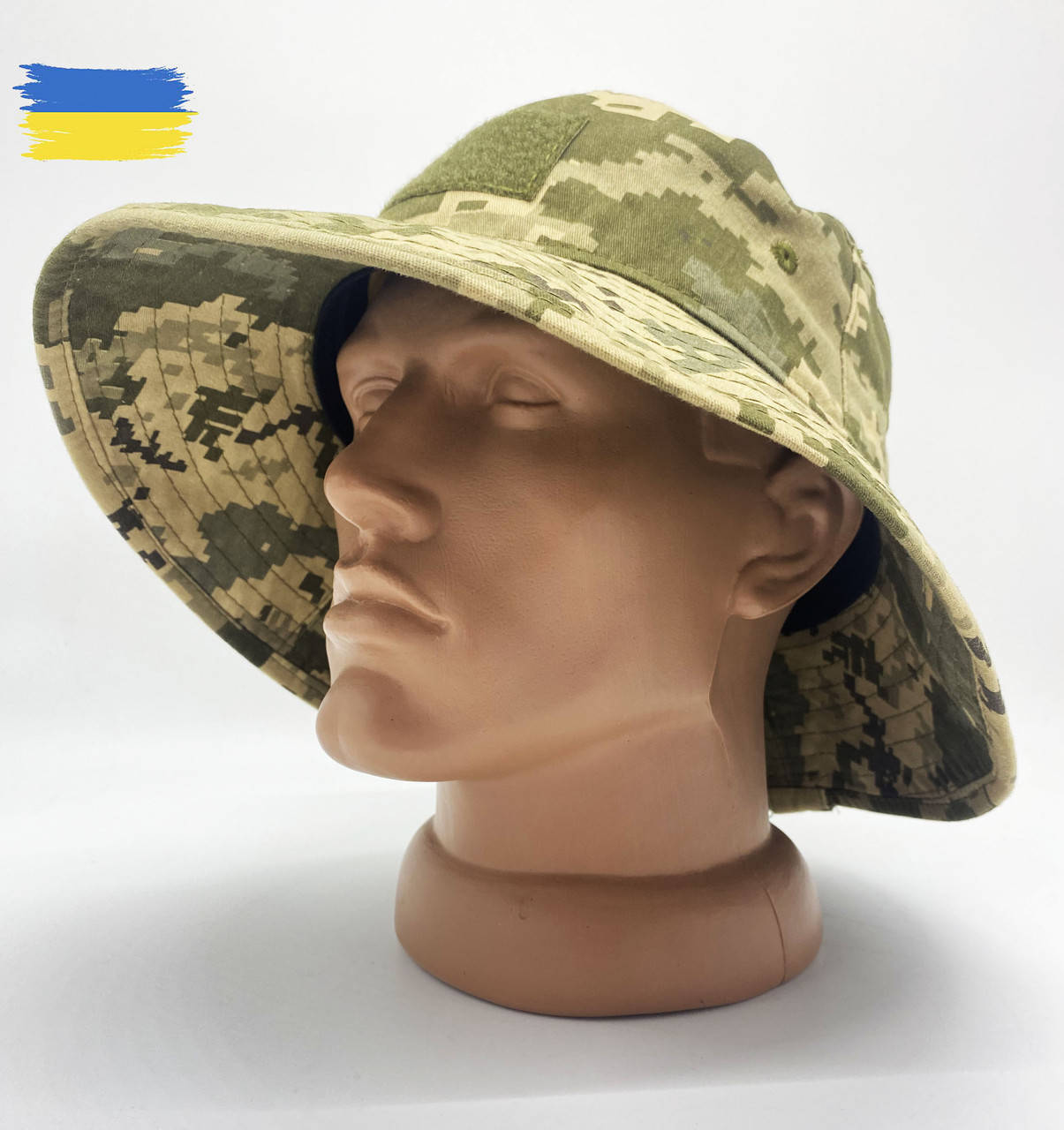 

Панама большая тактическая 100 % б/в с липучкой , ткань в цвете пиксель, Маскировочный