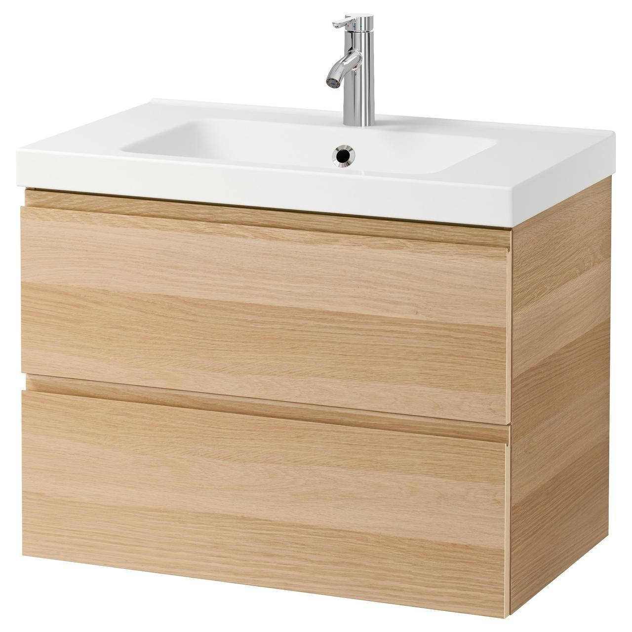 

IKEA GODMORGON/ODENSVIK Шкаф под умывальник с раковиной, дуб окрашенный в белый цвет (599.030.78)