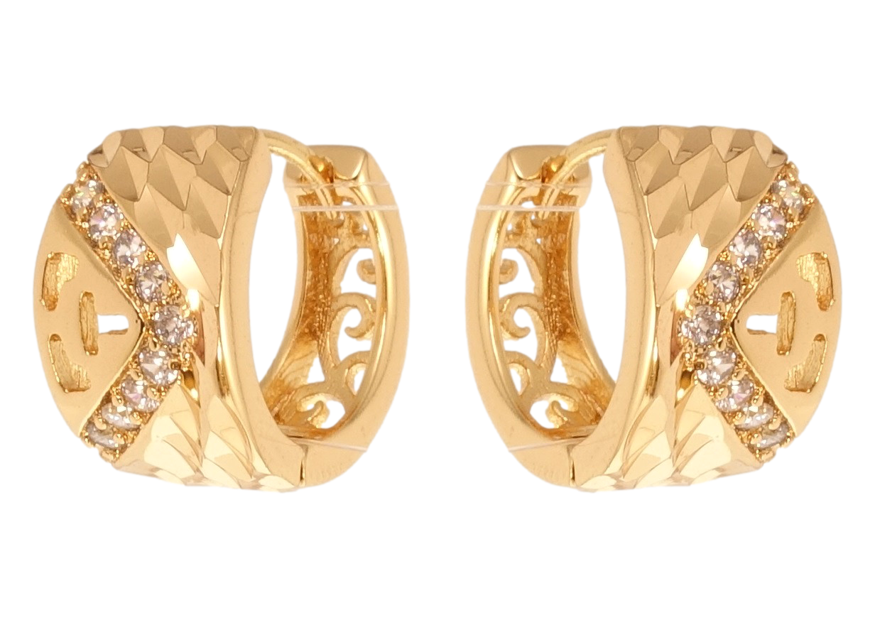 

Серьги Xuping Позолота 18K колечки "Орнамент с цирконием"